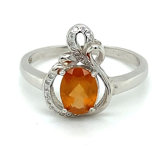 Hessonite 1.12ct Platinum Finish Solid Silver Ring - Picture 1 of 7